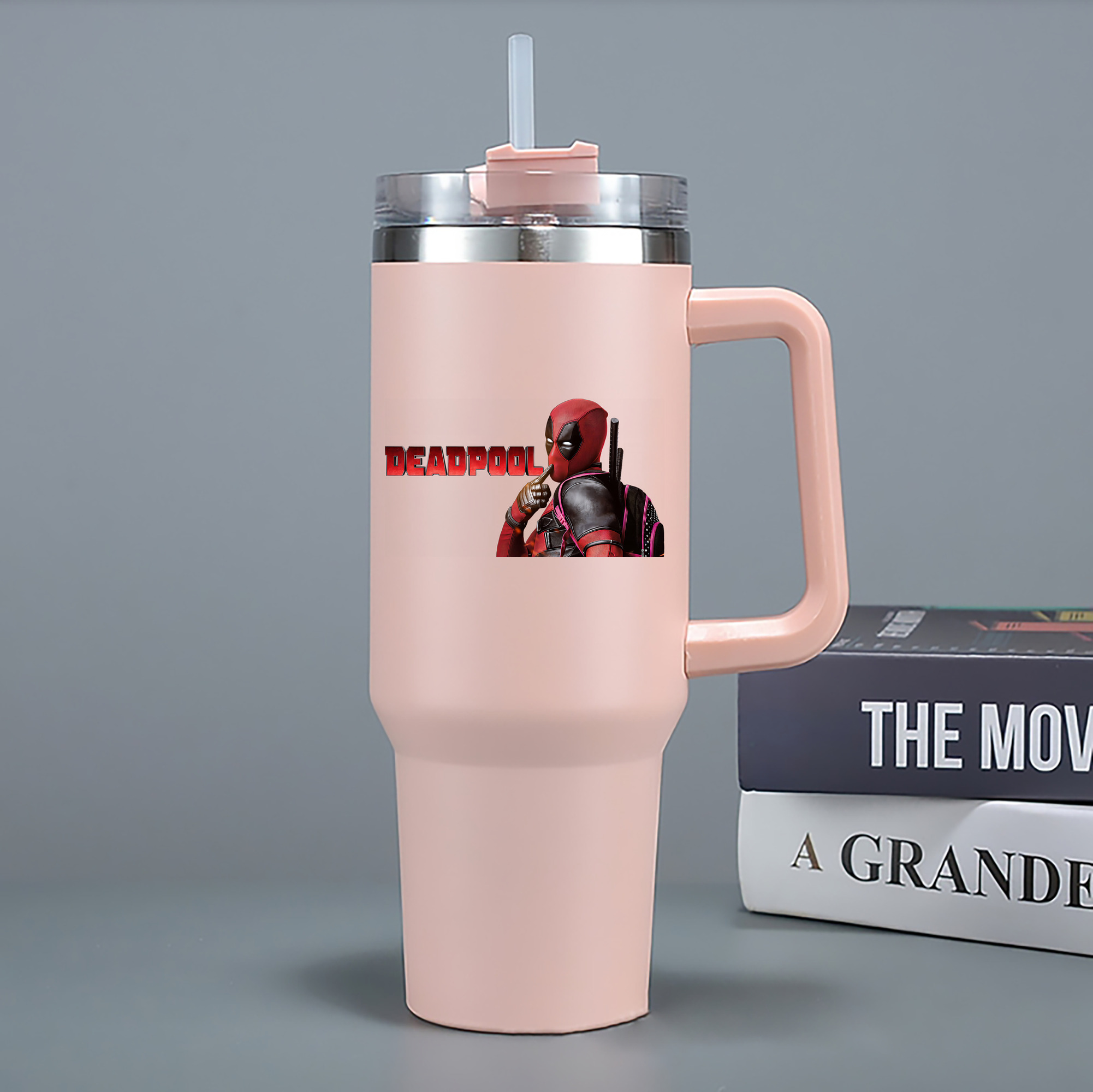 （画像用） Deadpool デッドプール 1200mL車用タンブラー - クリスタルステッカー（プラスチックストロー付き）